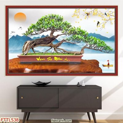File tranh trang trí File tranh chậu mai bonsai FTTL538 (file gốc)