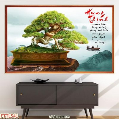 File tranh File tranh chậu mai bonsai FTTL541 (ảnh gốc) in trần nhà
