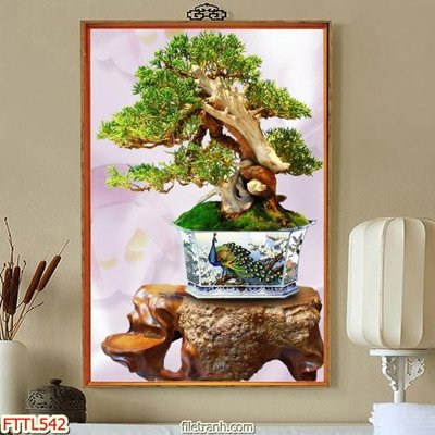 File gốc File tranh chậu mai bonsai FTTL542 (trang trí) cho phòng khách