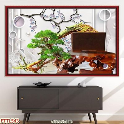 File gốc File tranh chậu mai bonsai FTTL543 (vector) cho in ấn