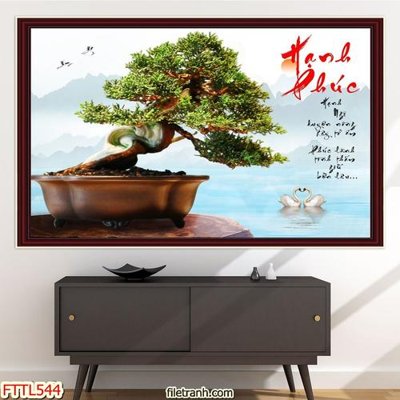 File tranh File tranh chậu mai bonsai FTTL544 (bản gốc) trang trí văn phòng