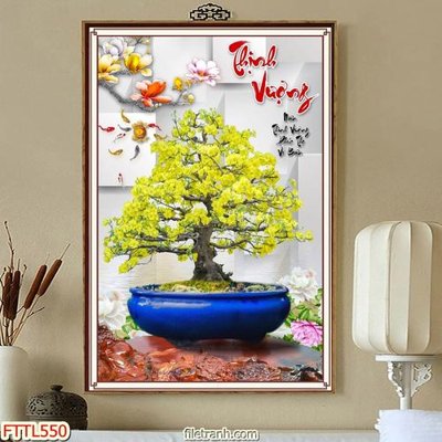 File gốc in tráng gương File tranh chậu mai bonsai FTTL550 chi tiết