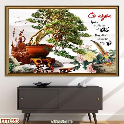 Download file gốc File tranh chậu mai bonsai FTTL553 (in mica) trang trí