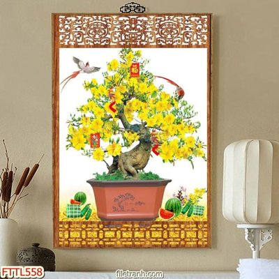 File tranh File tranh chậu mai bonsai FTTL558 (ảnh gốc) không bị mờ