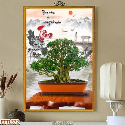 Tải file File tranh chậu mai bonsai FTTL572 (ảnh gốc) in gạch men