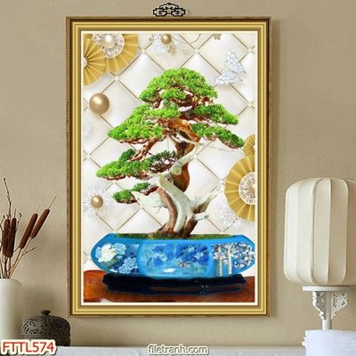 File ảnh File tranh chậu mai bonsai FTTL574 (gốc) in quảng cáo ngoài trời