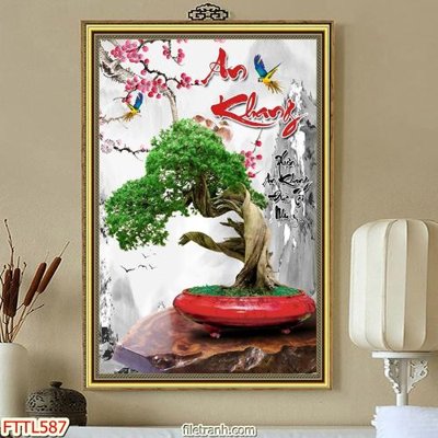 Tải file File tranh chậu mai bonsai FTTL587 (ảnh gốc) in tranh kính