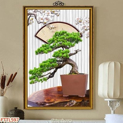Tải file File tranh chậu mai bonsai FTTL597 (PSD) cho in tranh kính