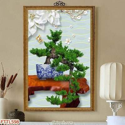 Tải file File tranh chậu mai bonsai FTTL598 (PSD) cho in tranh kính