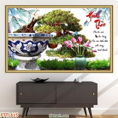 File tranh File tranh chậu mai bonsai FTTL615 (gốc) chủ đề trẻ em