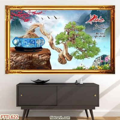 File tranh File tranh chậu mai bonsai FTTL622 (bản gốc) treo quán cafe