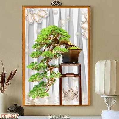 File tranh File tranh chậu mai bonsai FTTL627 (gốc) chủ đề trẻ em