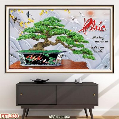 File tranh File tranh chậu mai bonsai FTTL630 (ảnh gốc) in trần xuyên sáng