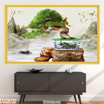 Chi tiết file ảnh File tranh chậu mai bonsai FTTL643 sắc nét