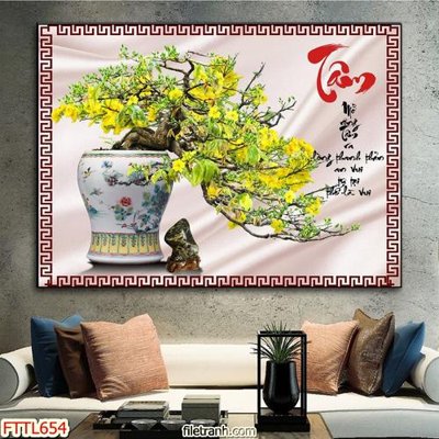 File tranh File tranh chậu mai bonsai FTTL654 (bản gốc) treo tường