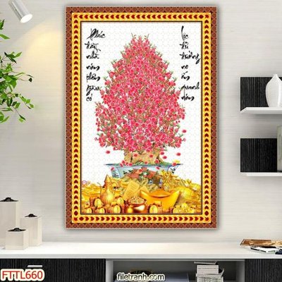 File gốc File tranh chậu mai bonsai FTTL660 (thiết kế) cho in ấn