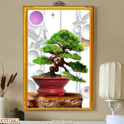 File gốc File tranh chậu mai bonsai FTTL662 (ảnh chi tiết) để in lụa