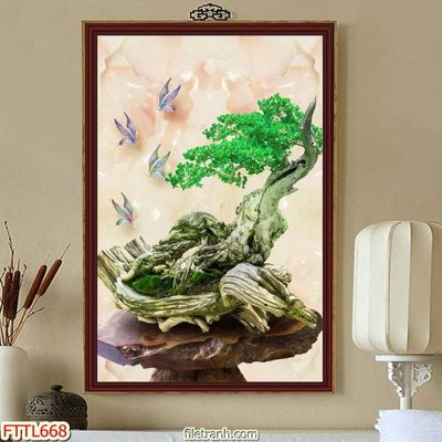 File tranh quảng cáo File tranh chậu mai bonsai FTTL668 (file gốc) chuyên nghiệp