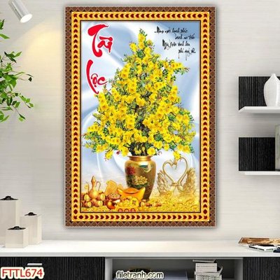 File tranh ảnh gốc File tranh chậu mai bonsai FTTL674 dùng cho in khổ lớn