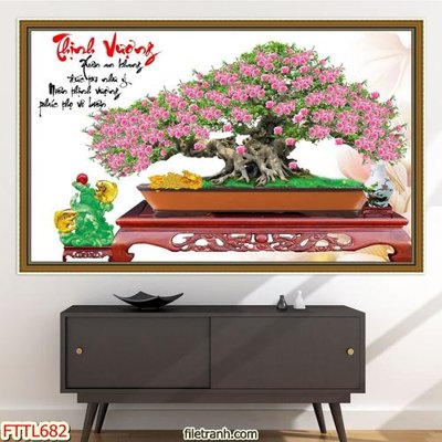 File in trần File tranh chậu mai bonsai FTTL682 (bản gốc) 5D