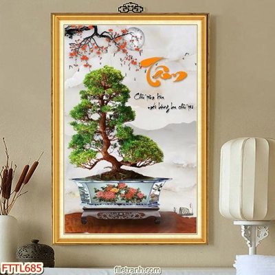 File PSD File tranh chậu mai bonsai FTTL685 (nguyên gốc) chất lượng cao