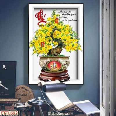 Tải file gốc File tranh chậu mai bonsai FTTL692 dùng cho in ấn