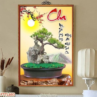 File tranh in mica File tranh chậu mai bonsai FTTL693 (độ phân giải cao)