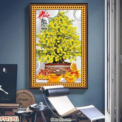 File PSD File tranh chậu mai bonsai FTTL701 (nguyên gốc) chất lượng cao