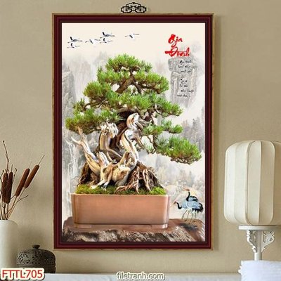 File tranh ảnh gốc File tranh chậu mai bonsai FTTL705 dùng cho in khổ lớn