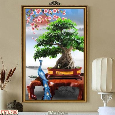 Tải file File tranh chậu mai bonsai FTTL708 (ảnh gốc) in gạch men