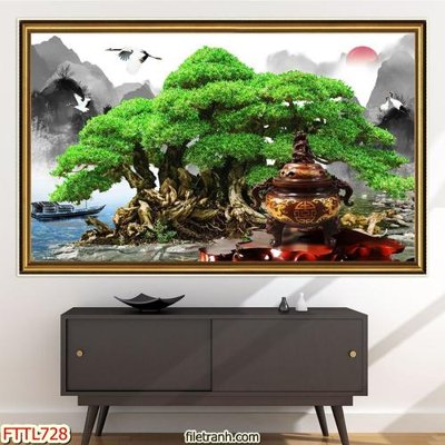 File ảnh gốc File tranh chậu mai bonsai FTTL728 không vỡ nét