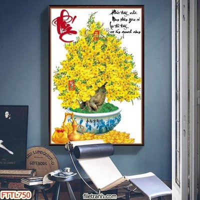 File tranh ảnh gốc File tranh chậu mai bonsai FTTL750 dùng cho in khổ lớn