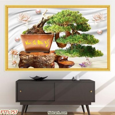 File PSD File tranh chậu mai bonsai FTTL757 (gốc) nhiều lớp (multi-layer)