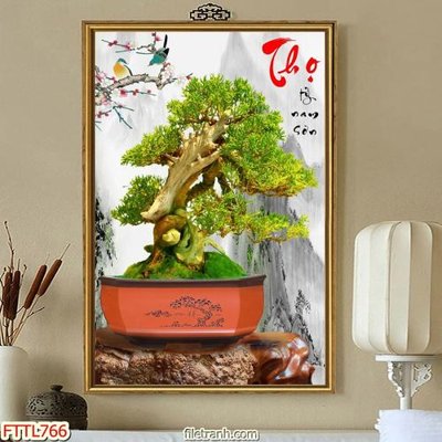 File gốc in mica File tranh chậu mai bonsai FTTL766 chất lượng