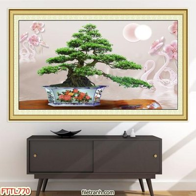 Tải file tranh gốc File tranh chậu mai bonsai FTTL770 chất lượng cao