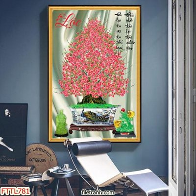 File ảnh File tranh chậu mai bonsai FTTL781 (gốc) in decal dán tường