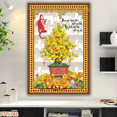 File tranh File tranh chậu mai bonsai FTTL782 (file gốc) chuẩn màu in