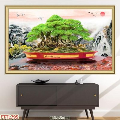 Tải file File tranh chậu mai bonsai FTTL795 (PSD) cho in tranh 3D
