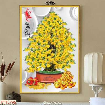 File tranh quảng cáo File tranh chậu mai bonsai FTTL796 (download file gốc)