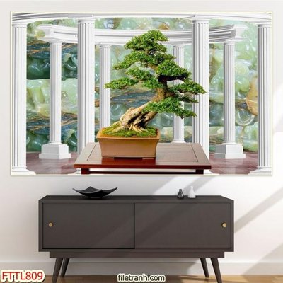 File tranh gốc File tranh chậu mai bonsai FTTL809 (bản quyền) độc đáo