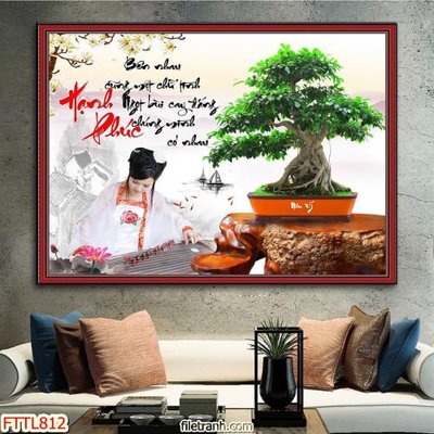 File ảnh File tranh chậu mai bonsai FTTL812 (gốc) in PP, decal