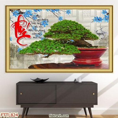 File tranh quảng cáo File tranh chậu mai bonsai FTTL824 (download file gốc)