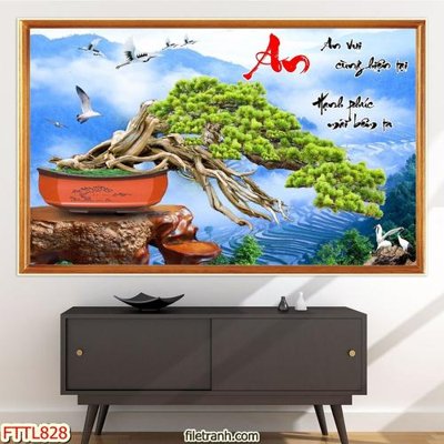 Tải file File tranh chậu mai bonsai FTTL828 (PSD) cho in tranh kính