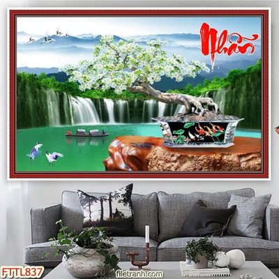 File tranh gốc File tranh chậu mai bonsai FTTL837 (bản quyền) độc đáo