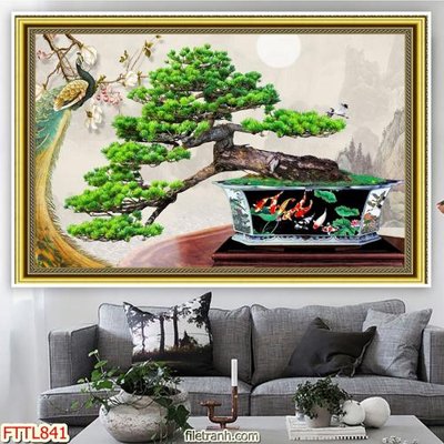 File tranh File tranh chậu mai bonsai FTTL841 (gốc) chủ đề thành phố