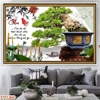 Download file gốc File tranh chậu mai bonsai FTTL860 (in lụa) nghệ thuật