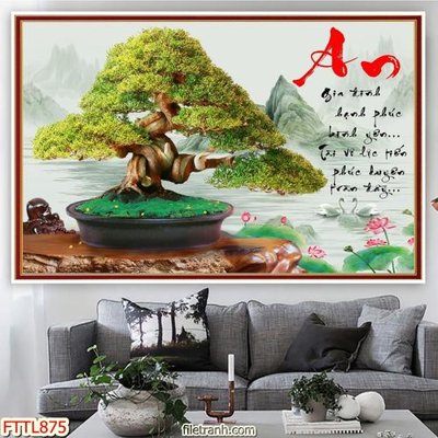 Download file gốc File tranh chậu mai bonsai FTTL875 (in lụa) tranh 3D