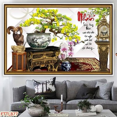 File PSD File tranh chậu mai bonsai FTTL877 (gốc) cho in quảng cáo