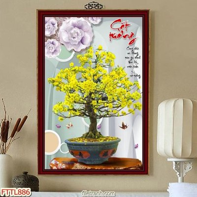 File ảnh File tranh chậu mai bonsai FTTL886 (gốc) dùng in Pano
