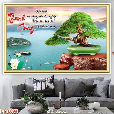 File gốc File tranh chậu mai bonsai FTTL894 (trang trí) phòng trẻ em